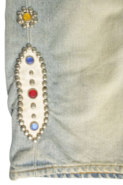 KAPITAL Rhinestone Embellished Indigo Denim Shorts Size 32