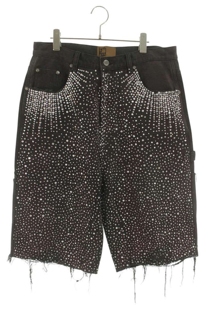 Birth Of Royal Child Rhinestone Denim Shorts Black Size 34