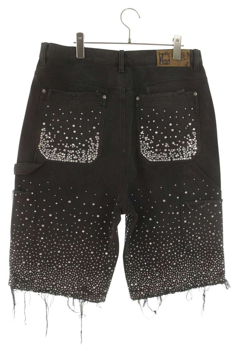 Birth Of Royal Child Rhinestone Denim Shorts Black Size 34