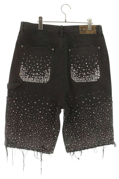 Birth Of Royal Child Rhinestone Denim Shorts Black Size 34