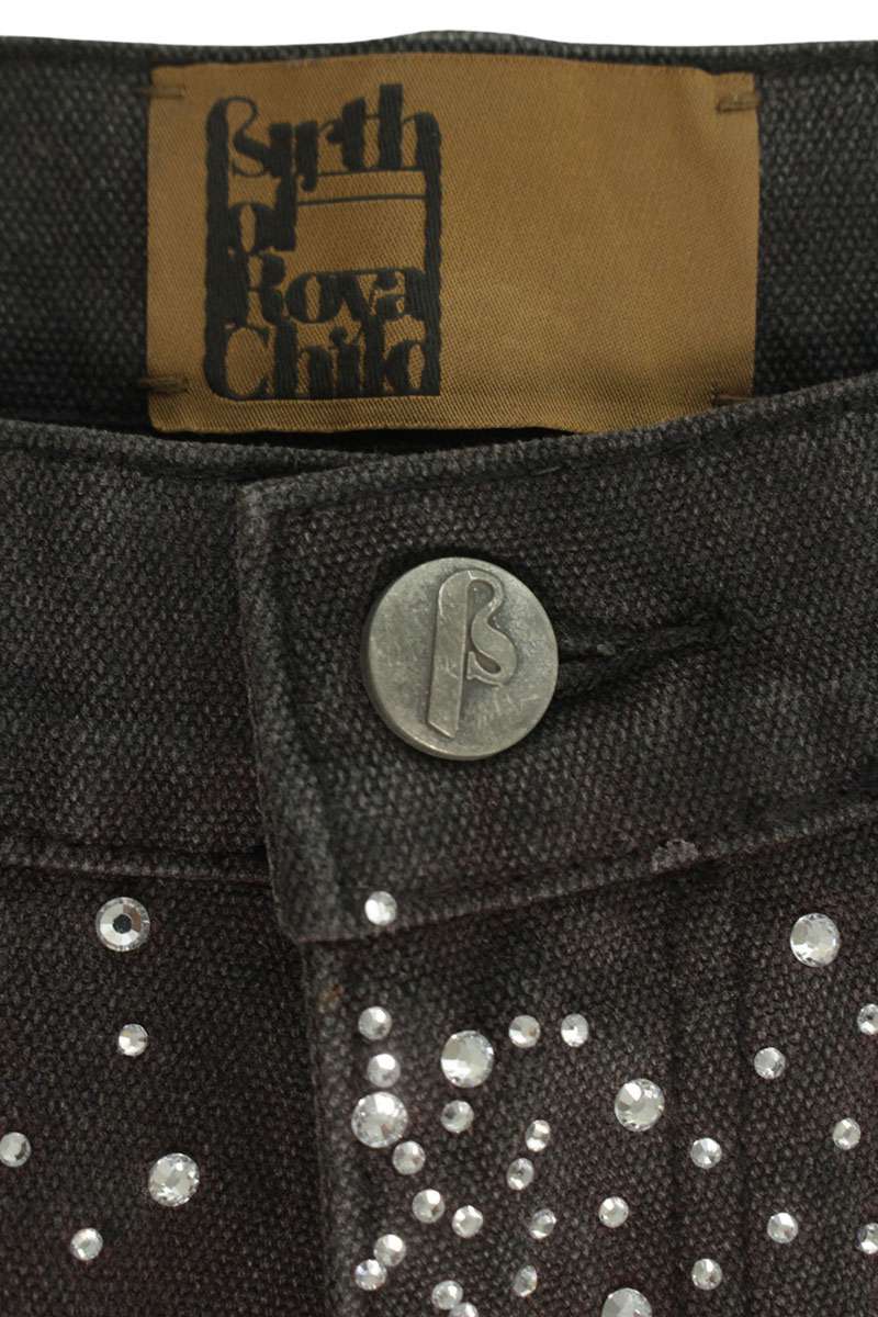 Birth Of Royal Child Rhinestone Denim Shorts Black Size 34