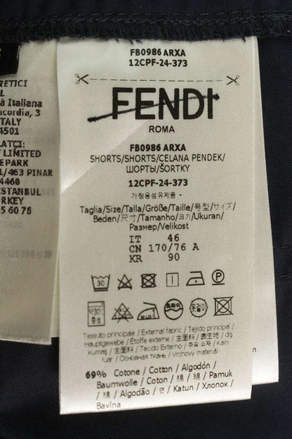 FENDI ARXA FF Back Pocket Bermuda Cotton Shorts Navy Size 33