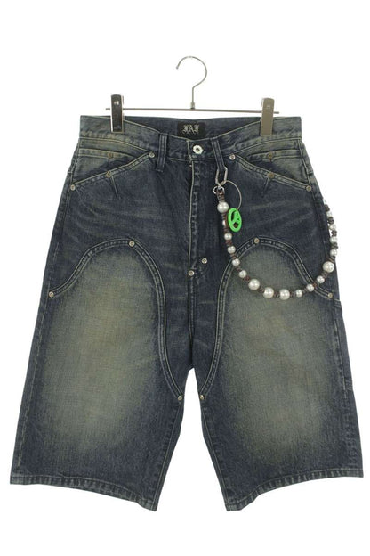 FAF NEWCOMMUNE Washed Baggy Denim Shorts w/ Chain Size 32