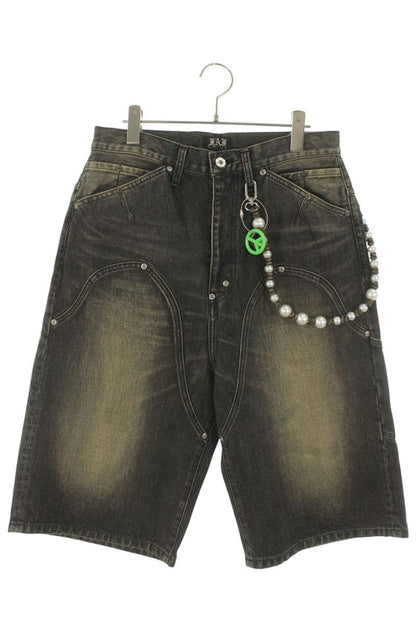 FAF NEWCOMMUNE Washed Baggy Denim Shorts w/ Chain Size 34