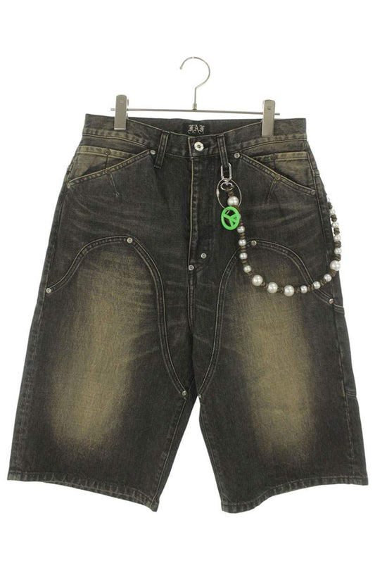 FAF NEWCOMMUNE Washed Baggy Denim Shorts w/ Chain Size 34