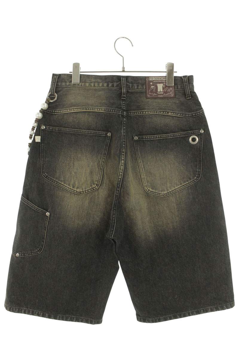 FAF NEWCOMMUNE Washed Baggy Denim Shorts w/ Chain Size 34