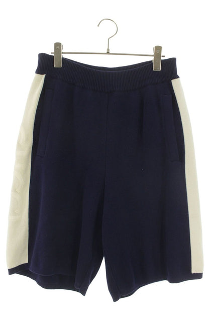GUCCI Side Logo Embroidered Knit Shorts Navy/White Size M