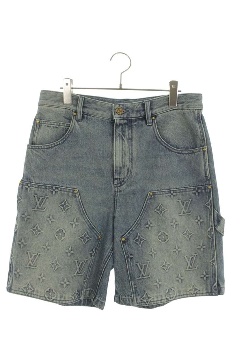 LOUISVUITTON Monogram Carpenter Denim Shorts Indigo Size 28