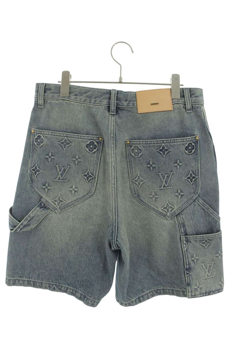 LOUISVUITTON Monogram Carpenter Denim Shorts Indigo Size 28