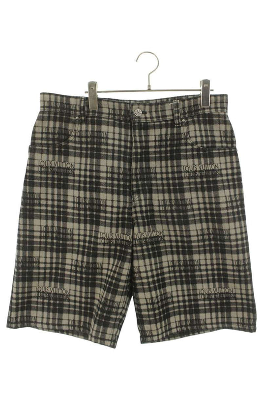 LOUISVUITTON Signature Logo Check Half Pants Size 32