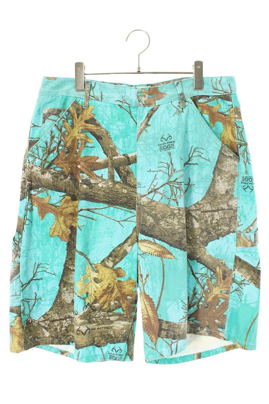 AWAKE Tree Camo Print Denim Shorts Blue/Brown Size 32
