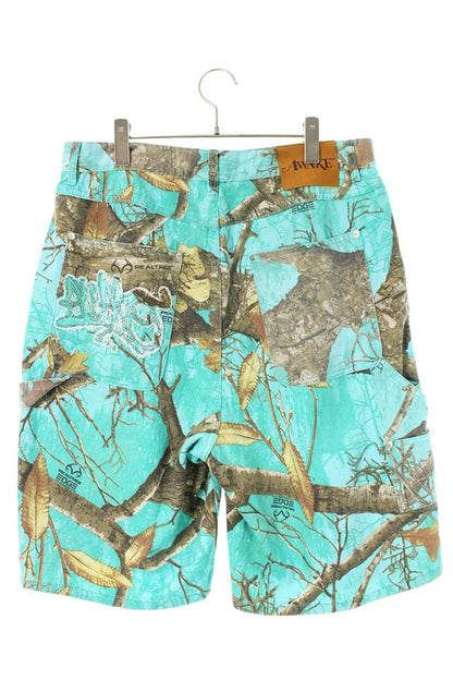 AWAKE Tree Camo Print Denim Shorts Blue/Brown Size 32