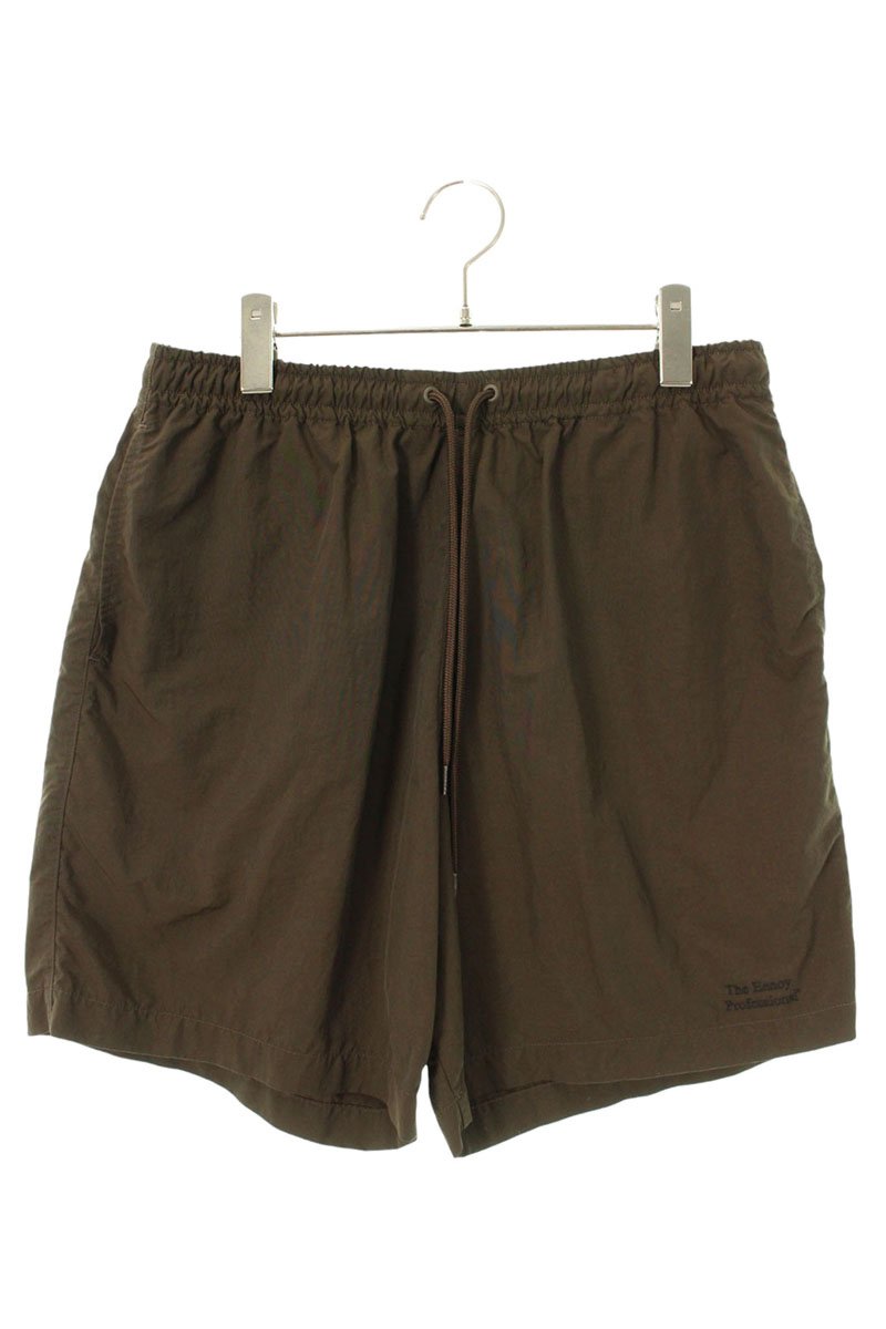 ENNOY SS22 Embroidered Logo Nylon Mesh Shorts Brown Size 32