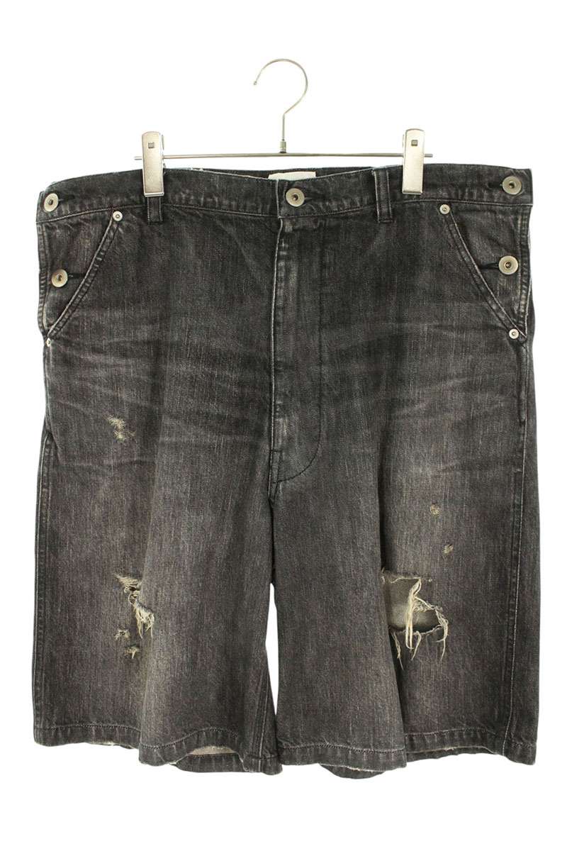 KAMIYA Distressed Cotton Half Shorts Gray Size 30
