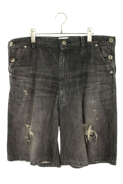 KAMIYA Distressed Cotton Half Shorts Gray Size 30