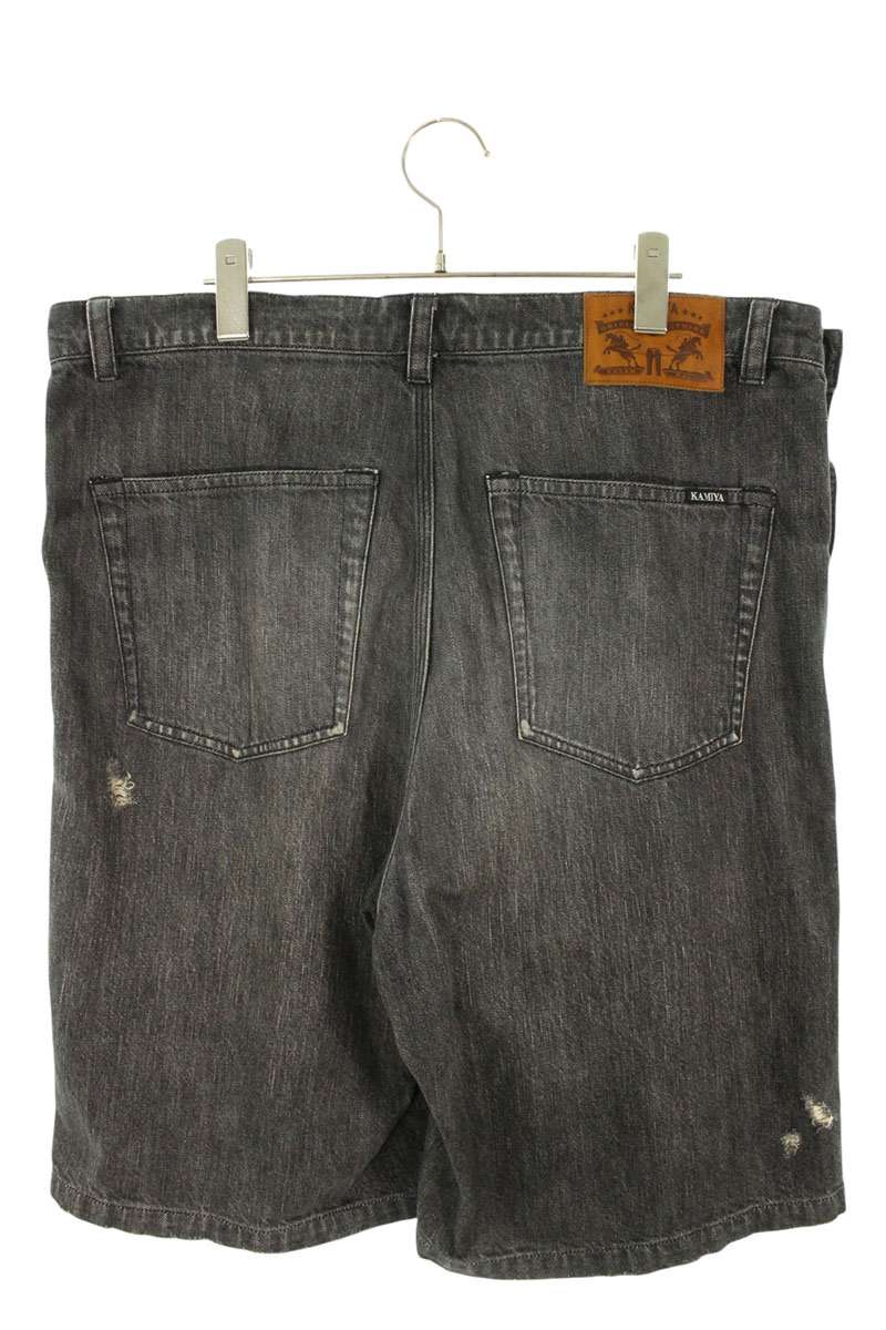 KAMIYA Distressed Cotton Half Shorts Gray Size 30