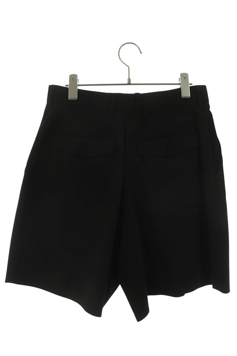 DIOR Back Logo Embroidered Cotton Blend Shorts Black Size 32