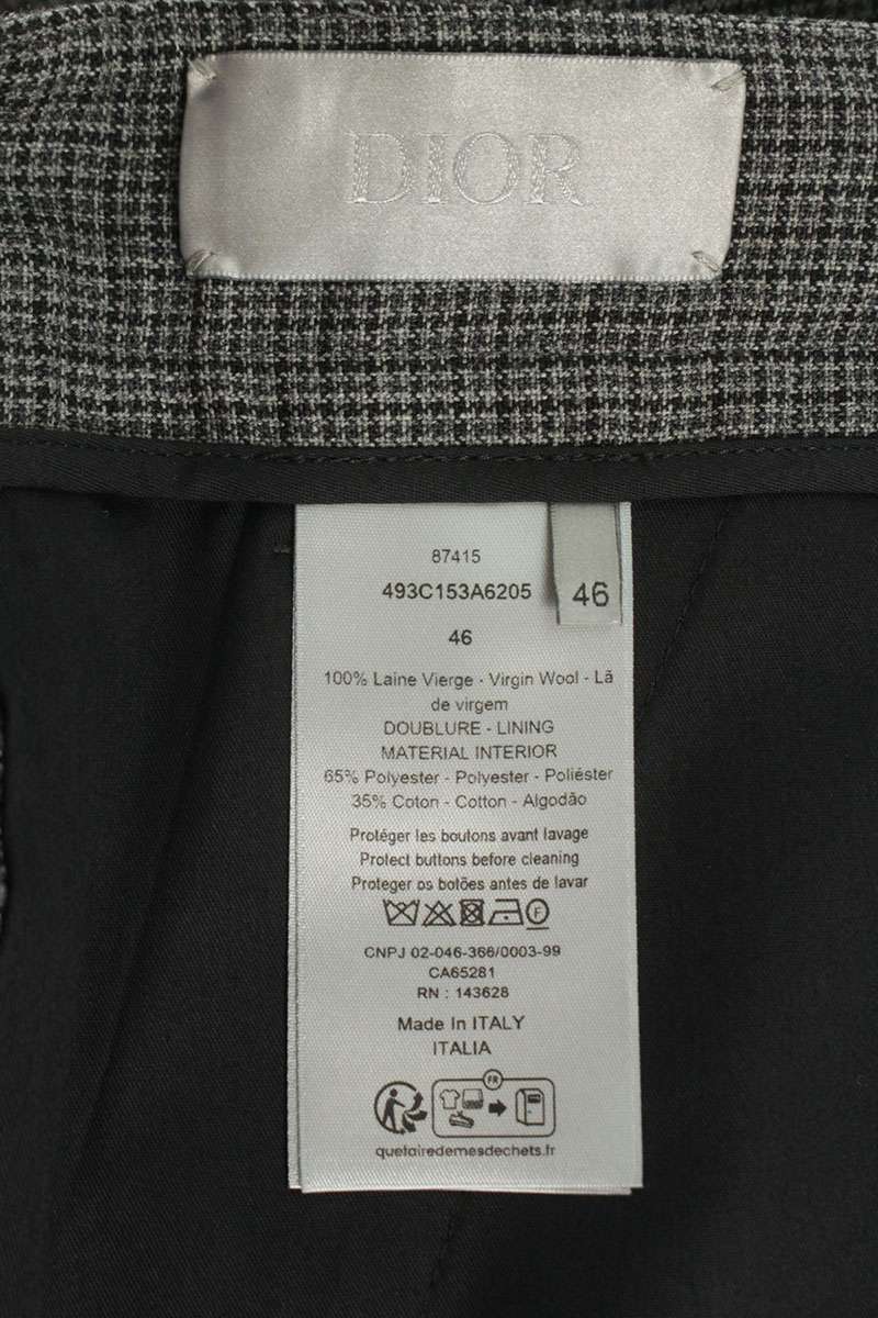 DIOR Houndstooth Side Button Wool Shorts Gray Size 33