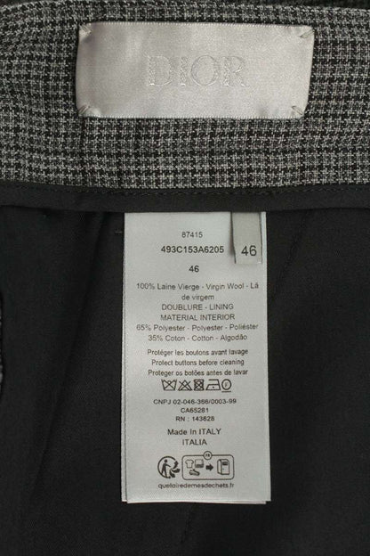 DIOR Houndstooth Side Button Wool Shorts Gray Size 33