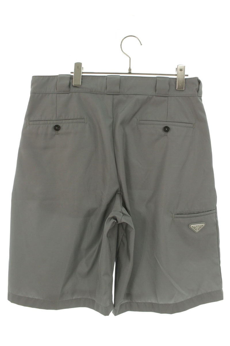 PRADA Re-Nylon Logo Plate Shorts Gray Size 34