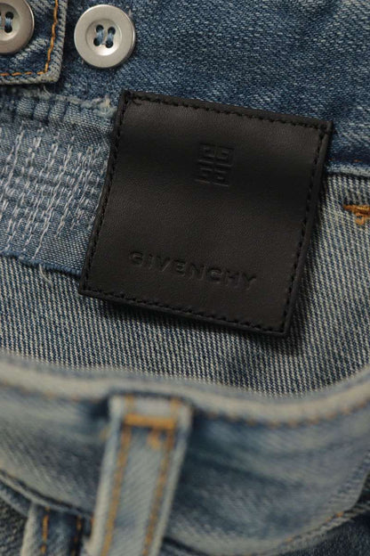 GIVENCHY Distressed Moleskin Denim Shorts Indigo Size 31