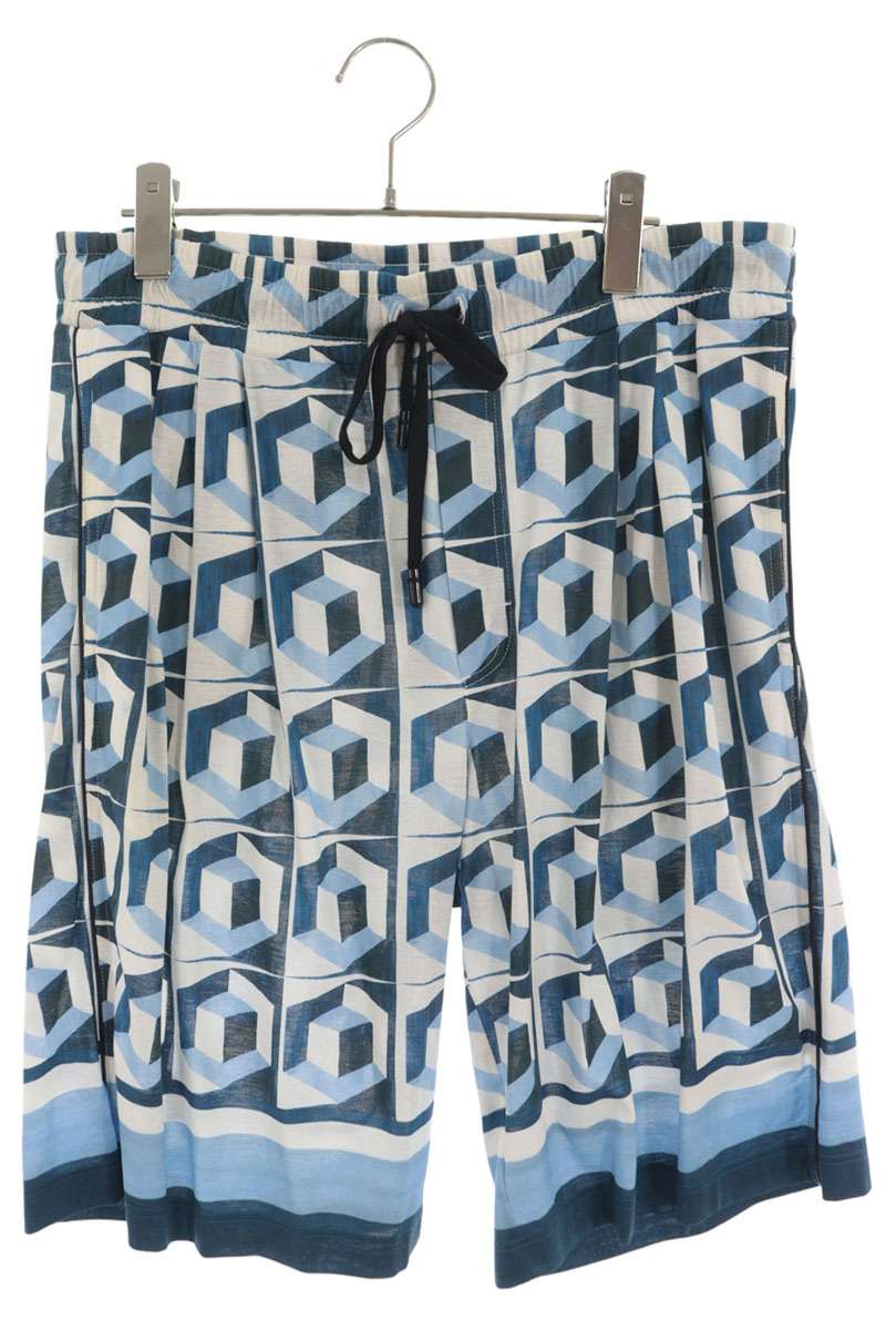 DOLCE & GABBANA Blue/White All-Over Print Shorts Size 34