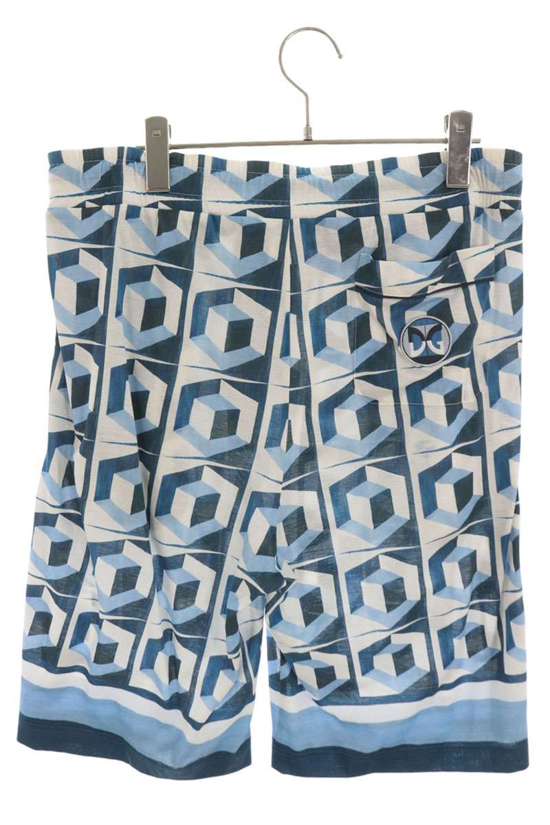 DOLCE & GABBANA Blue/White All-Over Print Shorts Size 34