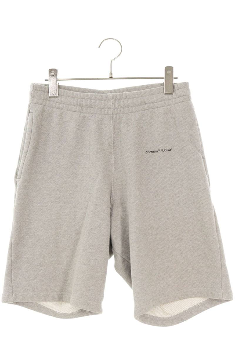 OFF-WHITE Logo Print Cotton Sweat Shorts Gray Size S