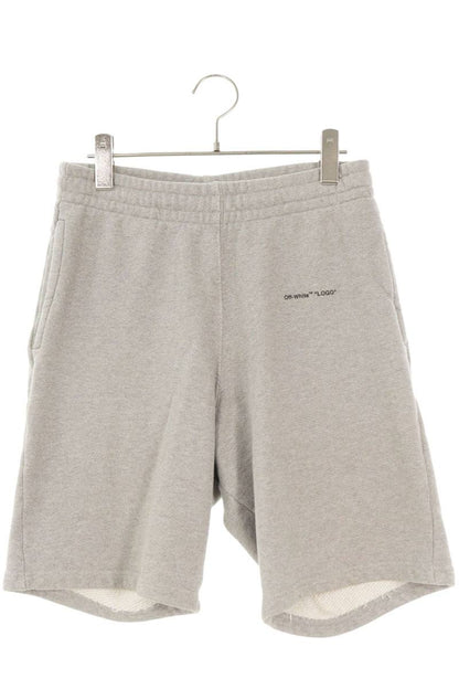 OFF-WHITE Logo Print Cotton Sweat Shorts Gray Size S
