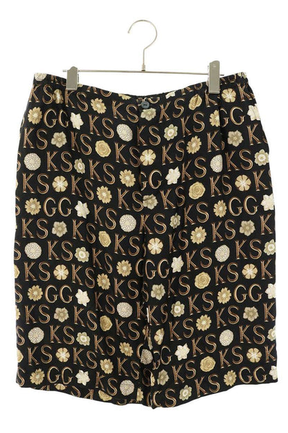 GUCCI Black/Brown All-Over Logo Print Silk Shorts Size 34