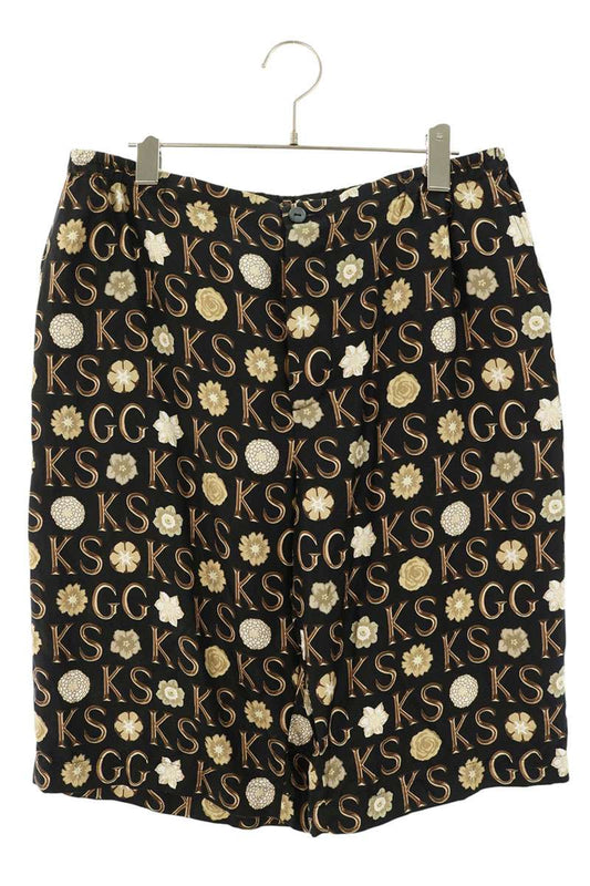 GUCCI Black/Brown All-Over Logo Print Silk Shorts Size 34