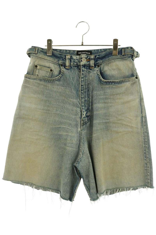 BALENCIAGA Cut-off Baggy Denim Shorts Blue Size XS