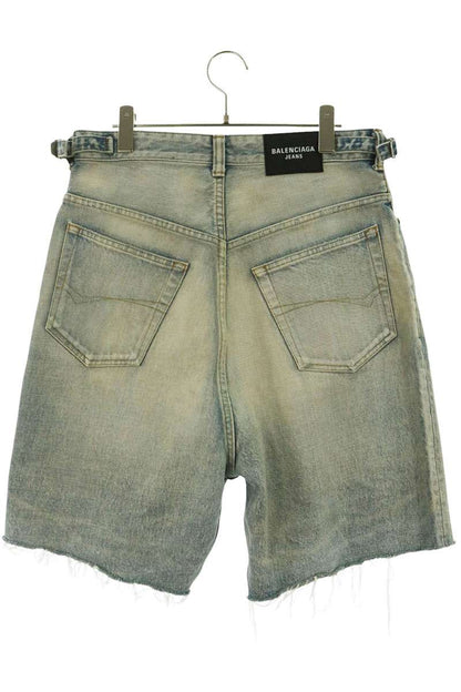 BALENCIAGA Cut-off Baggy Denim Shorts Blue Size XS