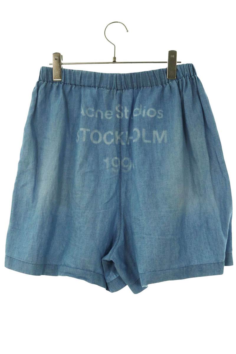 ACNE STUDIOS Logo Stamp Cotton Linen Shorts Size 44