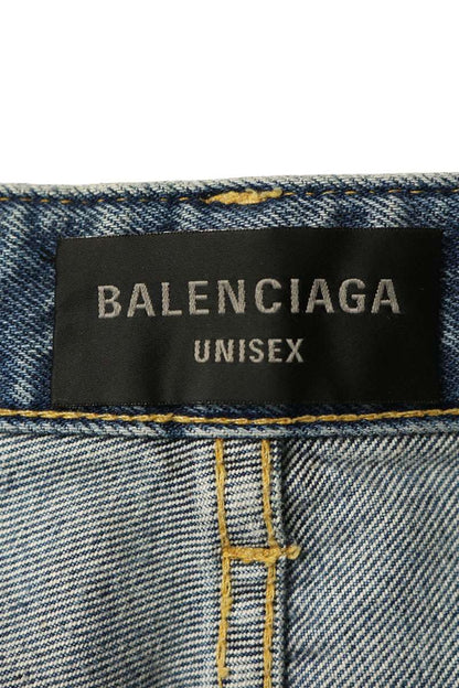 BALENCIAGA Baggy Graffiti Denim Shorts Blue Size XS