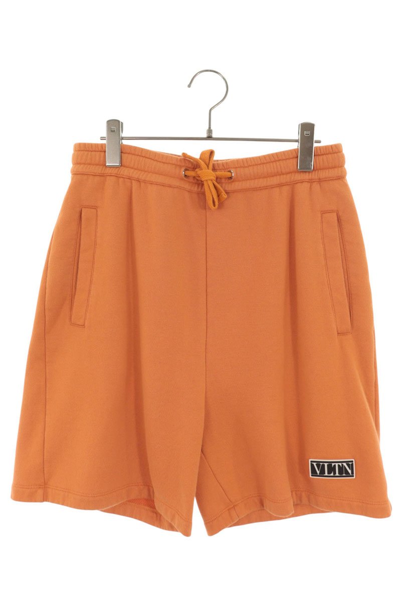 VALENTINO Logo Patch Cotton Shorts Orange Size XS