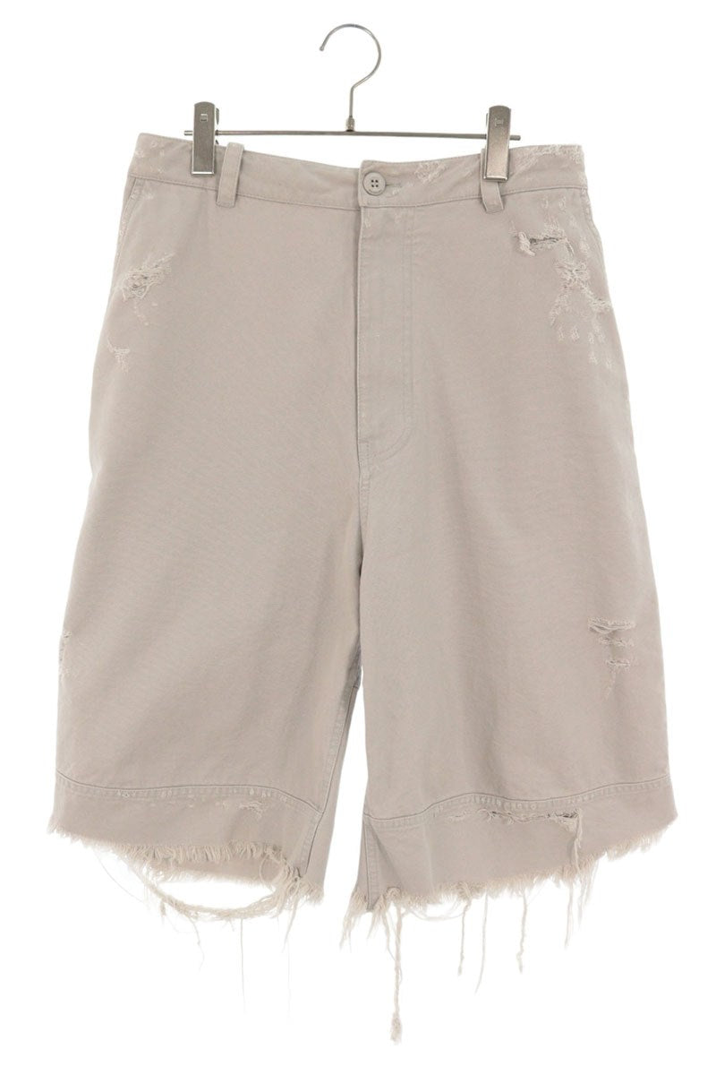 BALENCIAGA Distressed Heavy Cotton Work Shorts Gray Size XXS