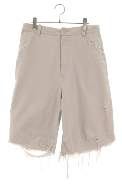 BALENCIAGA Distressed Heavy Cotton Work Shorts Gray Size XXS