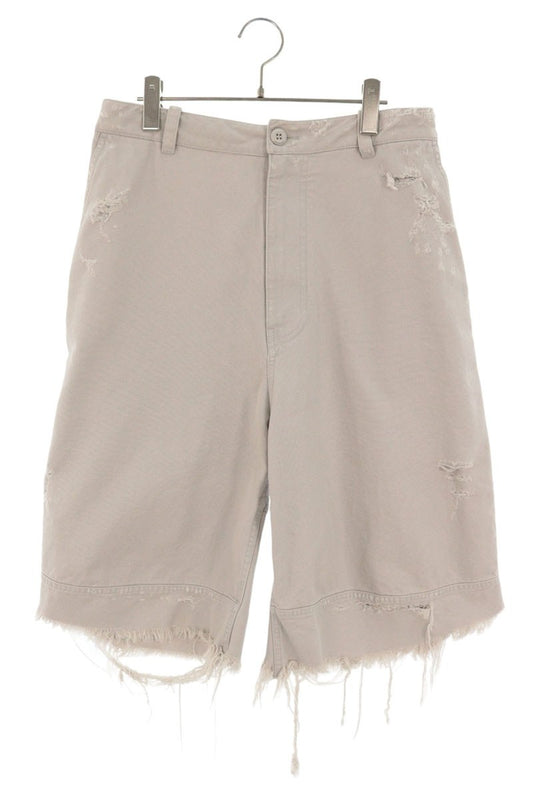 BALENCIAGA Distressed Heavy Cotton Work Shorts Gray Size XXS