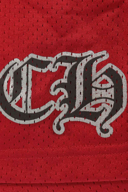 Chrome Hearts CH Print Mesh Varsity Shorts Red Size S