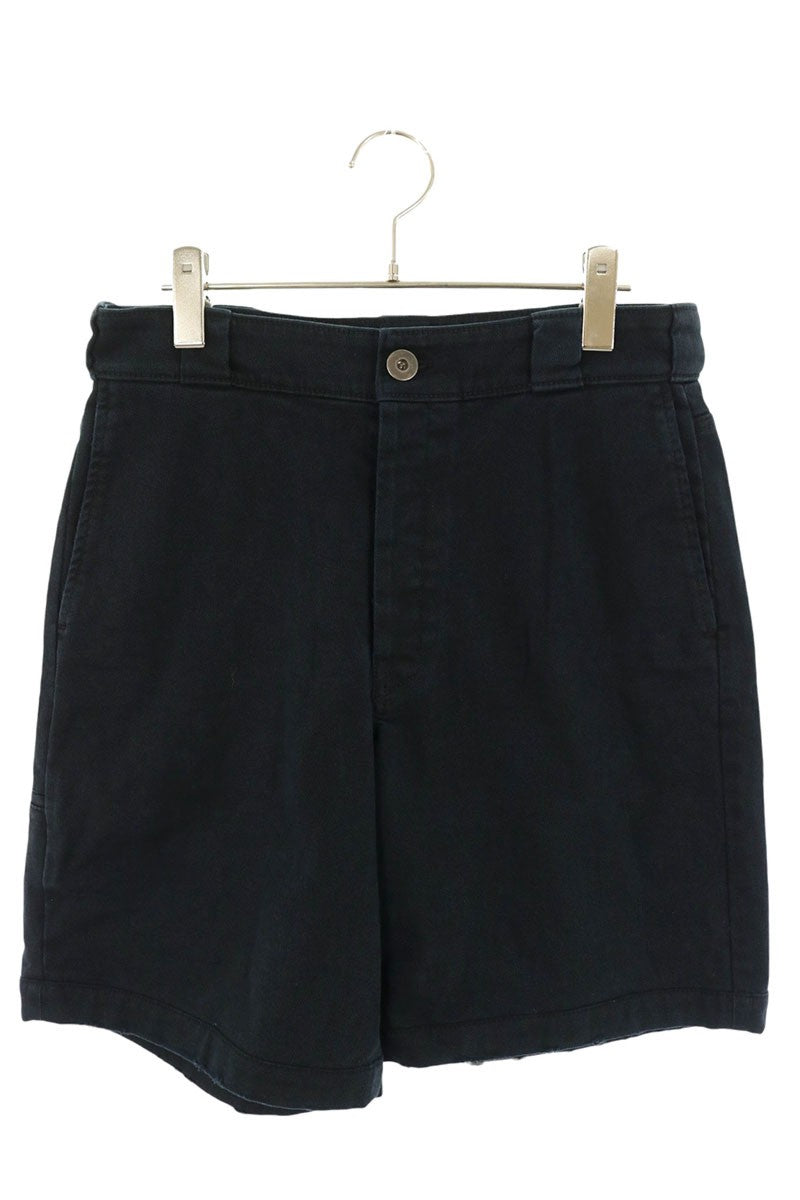 PRADA Triangle Logo Embossed Denim Shorts Black Size 44