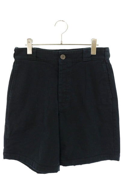 PRADA Triangle Logo Embossed Denim Shorts Black Size 44