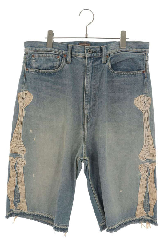 KAPITAL Bone Embroidered Denim Shorts Indigo Size 36