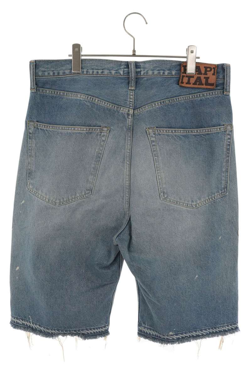 KAPITAL Bone Embroidered Denim Shorts Indigo Blue Size 36