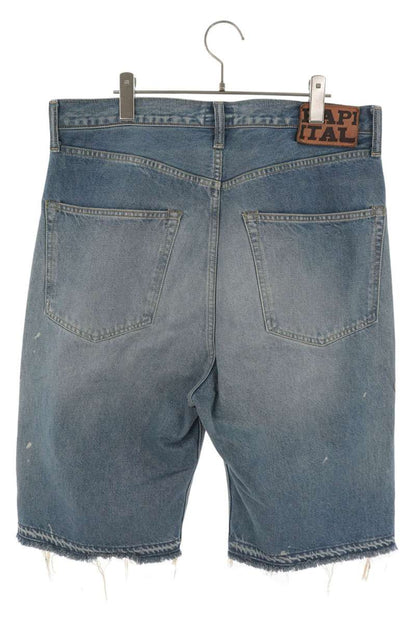KAPITAL Bone Embroidered Denim Shorts Indigo Blue Size 36