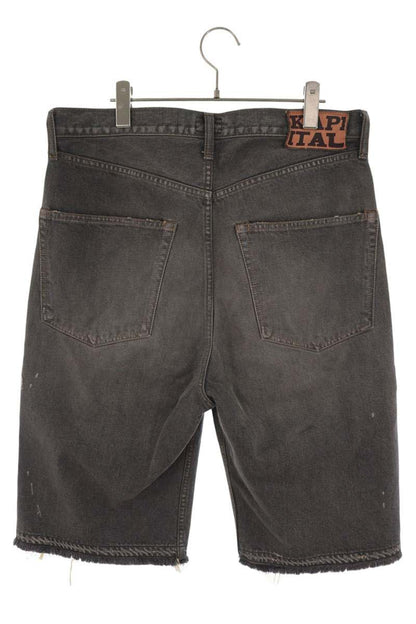 KAPITAL Bone Embroidered Denim Shorts Black Size 34