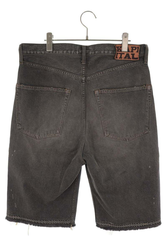 KAPITAL Bone Embroidered Denim Shorts Black Size 34