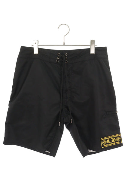 Chrome Hearts SURF SHORTS Logo Patch Nylon Black Size 34