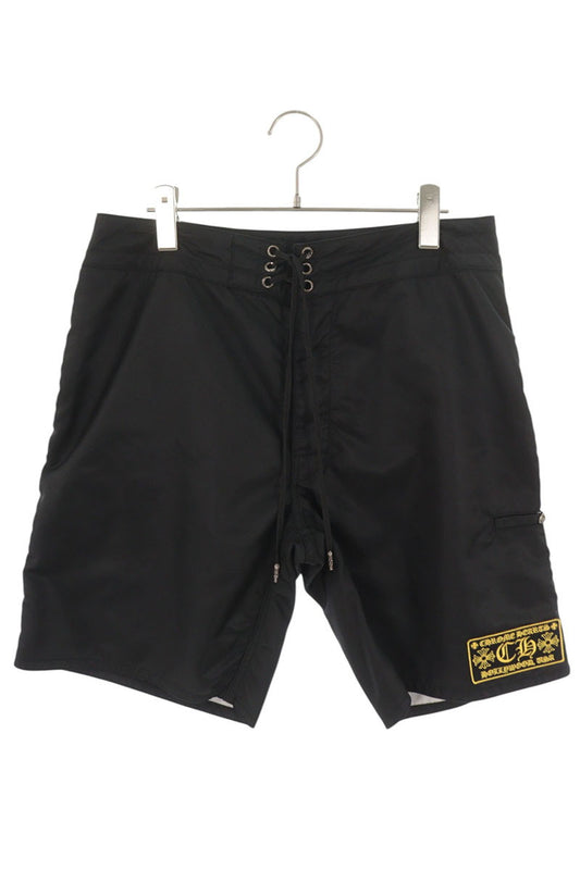 Chrome Hearts SURF SHORTS Logo Patch Nylon Black Size 34