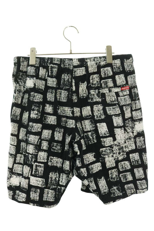 SUPREME Block Printed Cotton Shorts Black/White Size 30